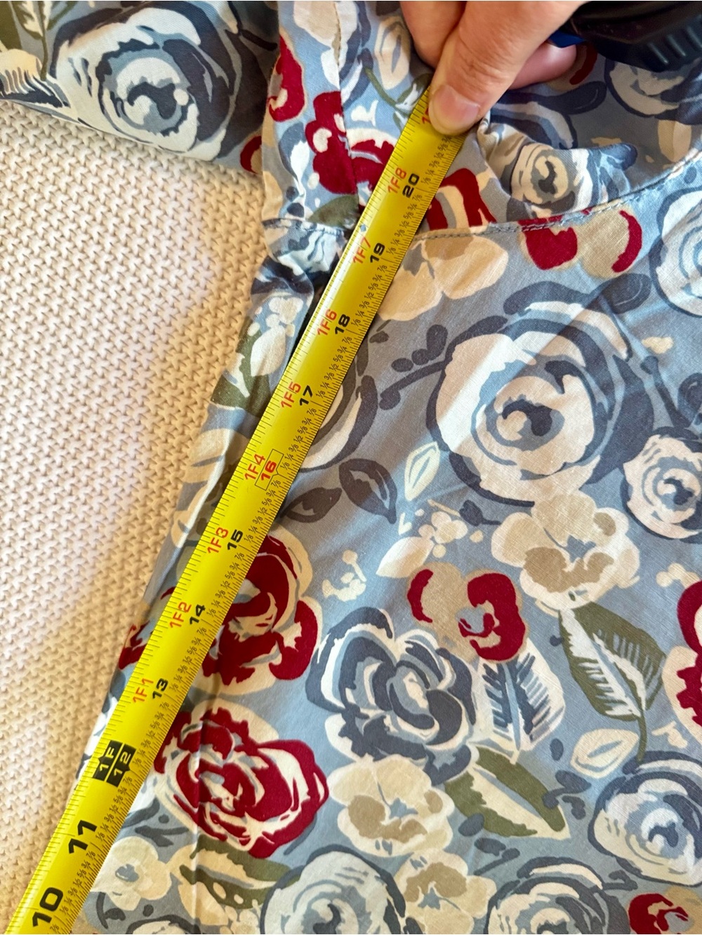 GV Elastic Waist Blue Floral Cropped Cargo Pants Lightweight Cotton Capris - Picture 14 of 14